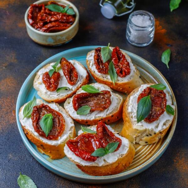 Prosciutto Basil Crostini